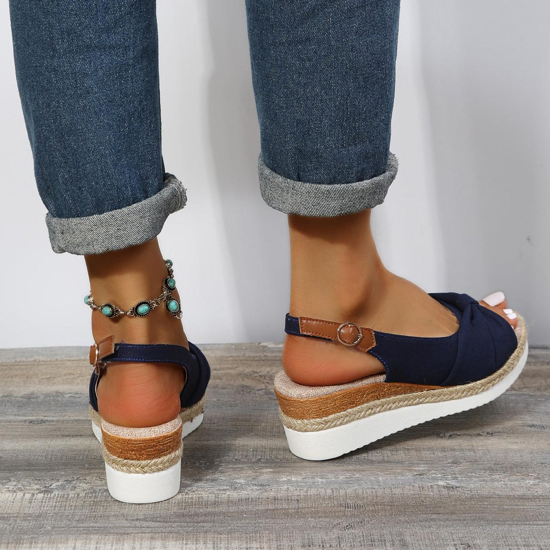 Amelia | Comfortable Bow Detail Wedge Sandals
