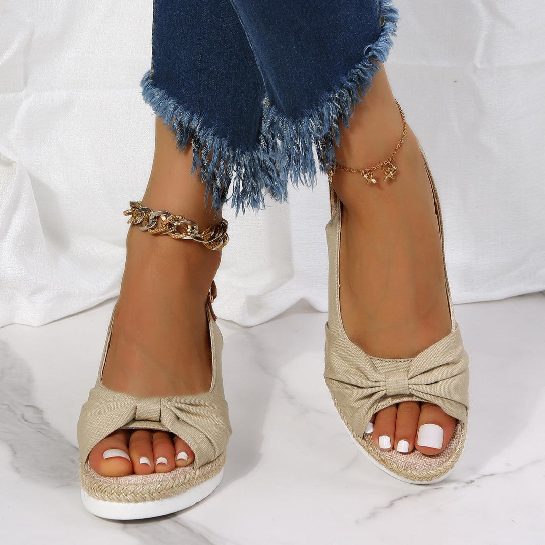 Amelia | Comfortable Bow Detail Wedge Sandals