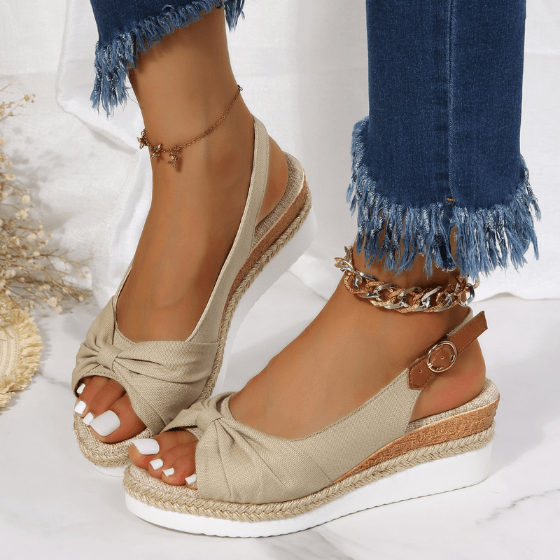 Amelia | Comfortable Bow Detail Wedge Sandals