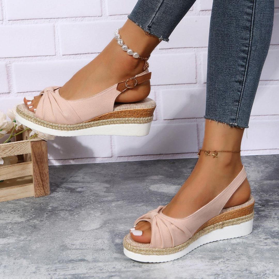 Amelia | Comfortable Bow Detail Wedge Sandals
