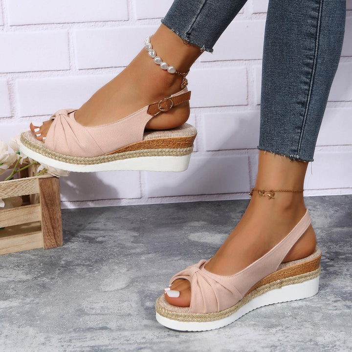 Amelia | Comfortable Bow Detail Wedge Sandals