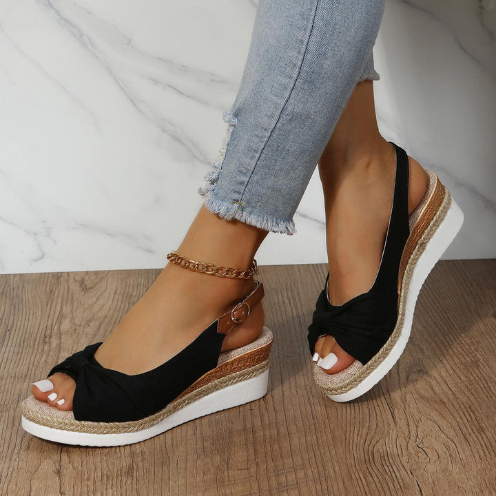 Amelia | Comfortable Bow Detail Wedge Sandals