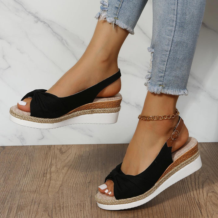 Amelia | Comfortable Bow Detail Wedge Sandals