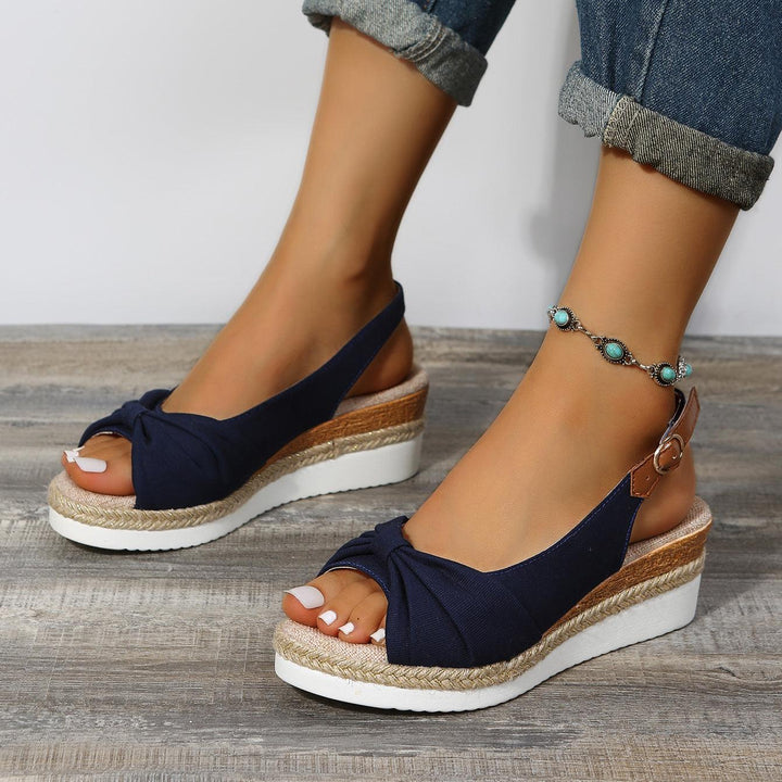 Amelia | Comfortable Bow Detail Wedge Sandals