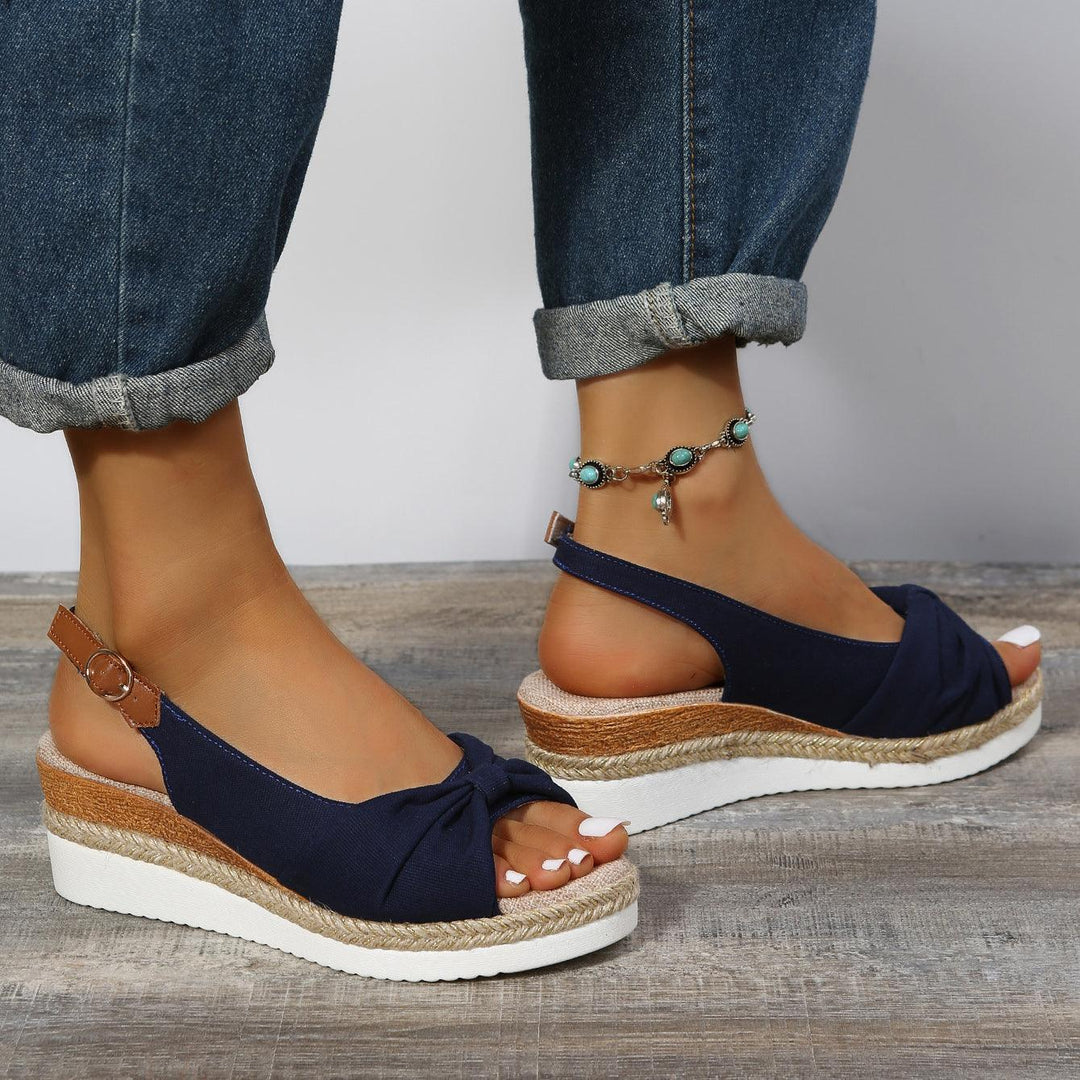 Amelia | Comfortable Bow Detail Wedge Sandals