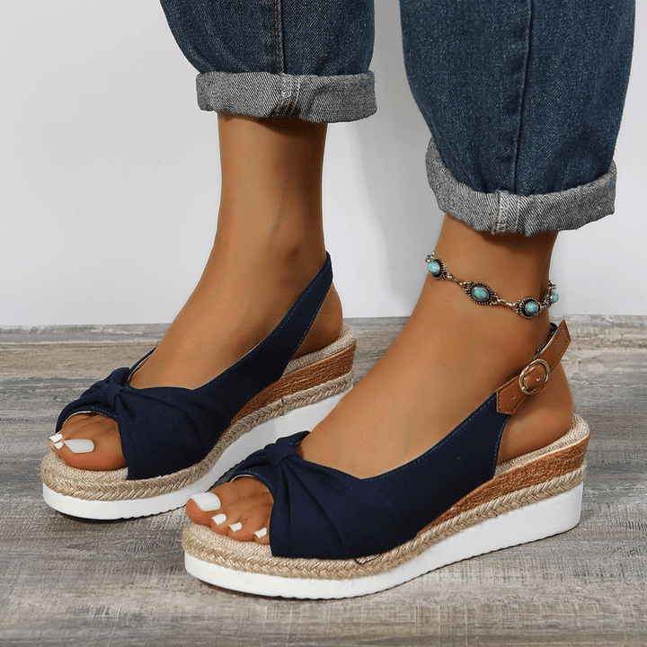 Amelia | Comfortable Bow Detail Wedge Sandals