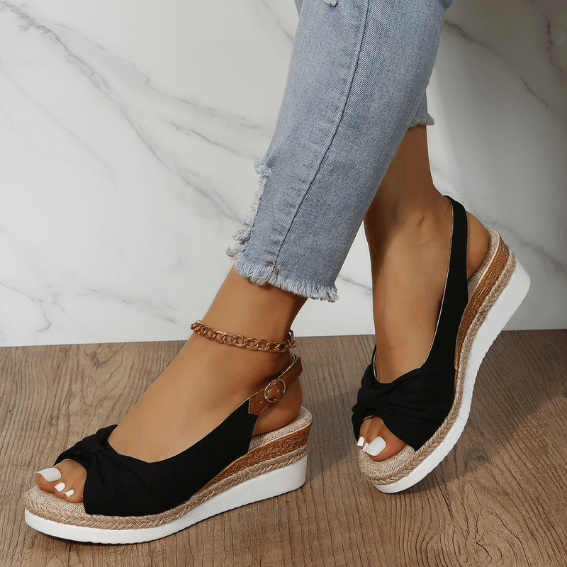 Amelia | Comfortable Bow Detail Wedge Sandals