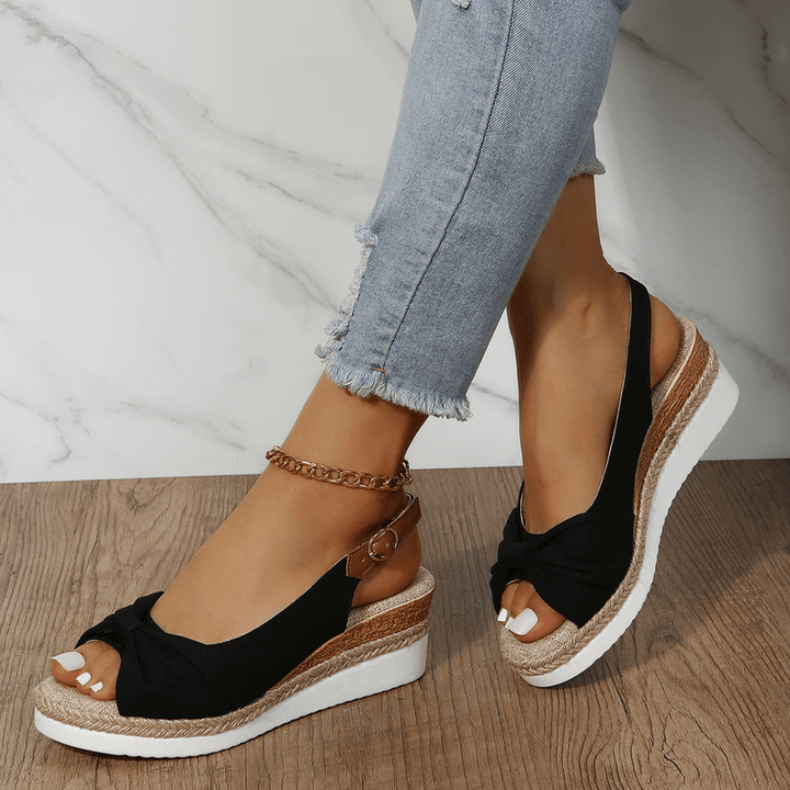 Amelia | Comfortable Bow Detail Wedge Sandals