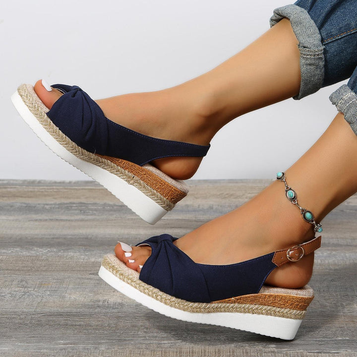 Amelia | Comfortable Bow Detail Wedge Sandals