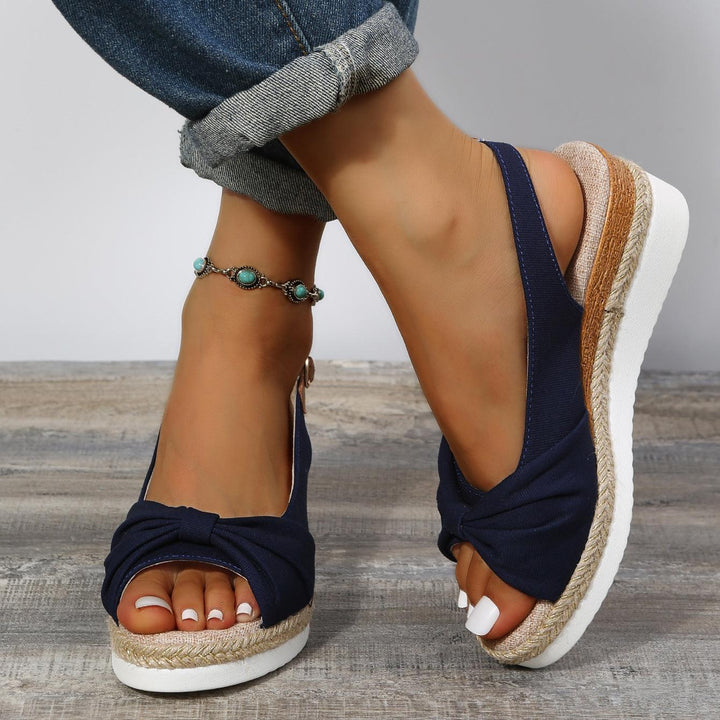 Amelia | Comfortable Bow Detail Wedge Sandals