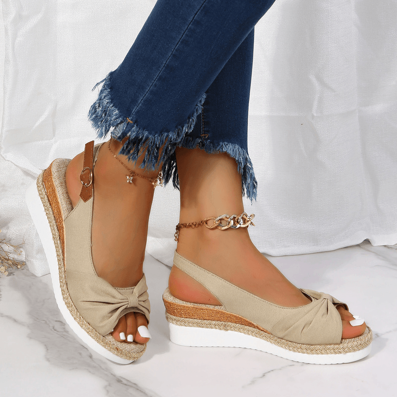 Amelia | Comfortable Bow Detail Wedge Sandals