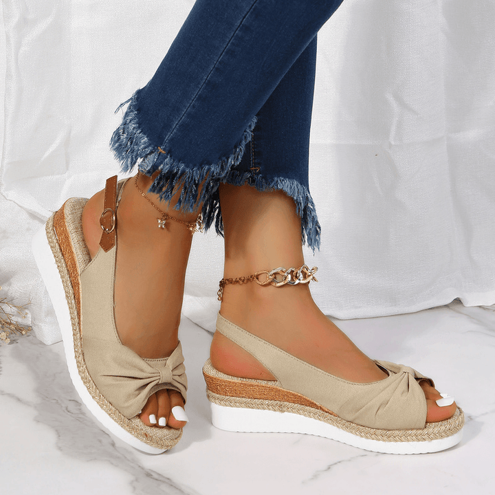 Amelia | Comfortable Bow Detail Wedge Sandals