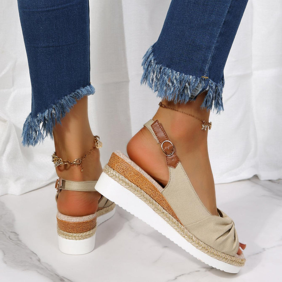 Amelia | Comfortable Bow Detail Wedge Sandals