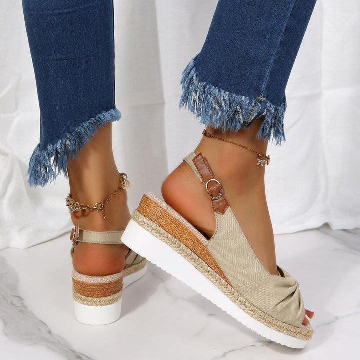 Amelia | Comfortable Bow Detail Wedge Sandals