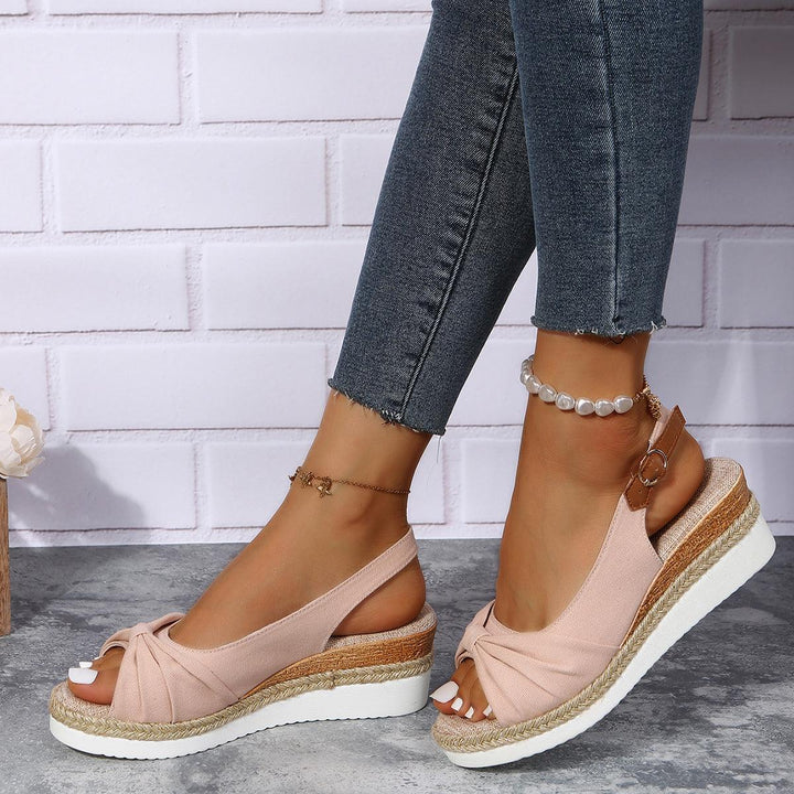 Amelia | Comfortable Bow Detail Wedge Sandals