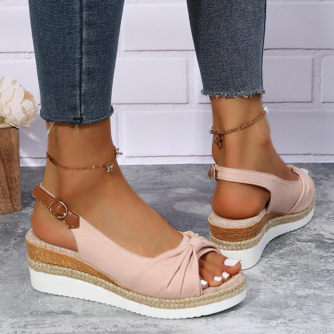 Amelia | Comfortable Bow Detail Wedge Sandals