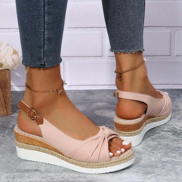 Amelia | Comfortable Bow Detail Wedge Sandals