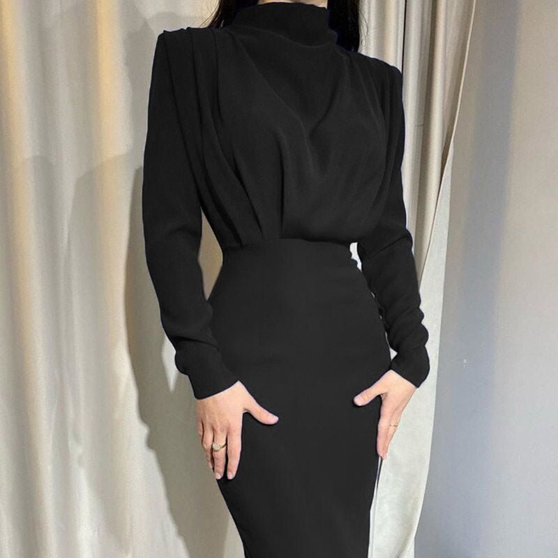 Arabella | Wedding Guest Draped High Neck Maxi Dress