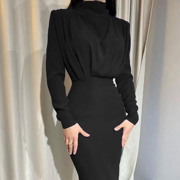 Arabella | Wedding Guest Draped High Neck Maxi Dress