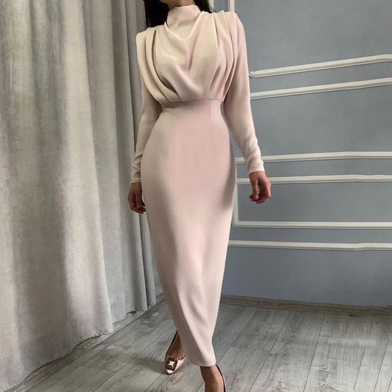 Arabella | Wedding Guest Draped High Neck Maxi Dress