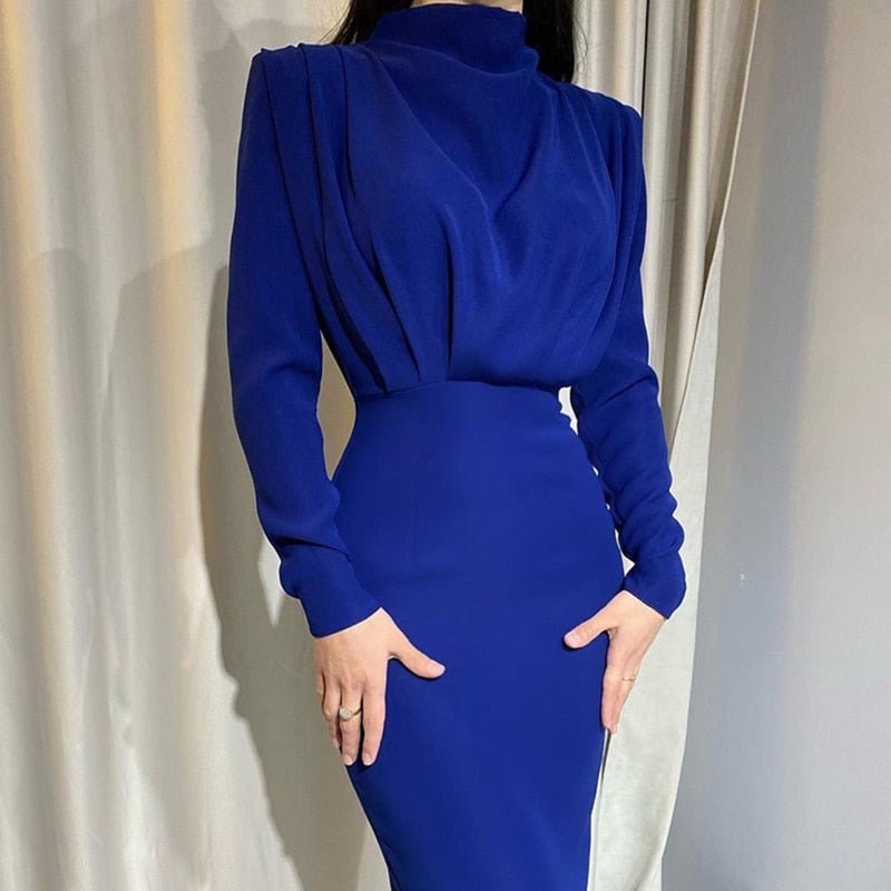 Arabella | Wedding Guest Draped High Neck Maxi Dress