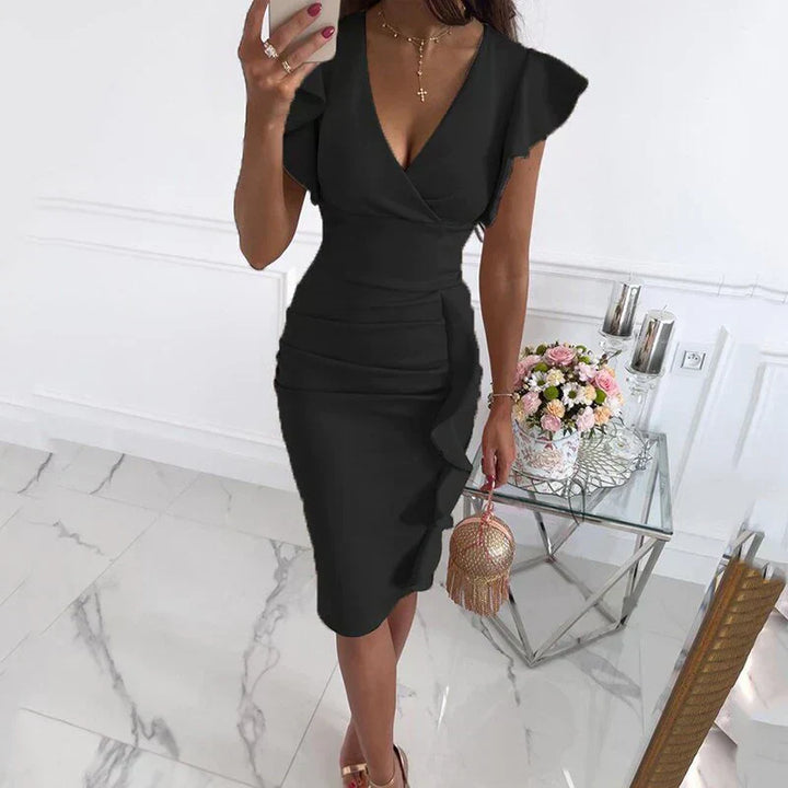 Victoria | Wedding Guest Ruffle Wrap Midi Dress