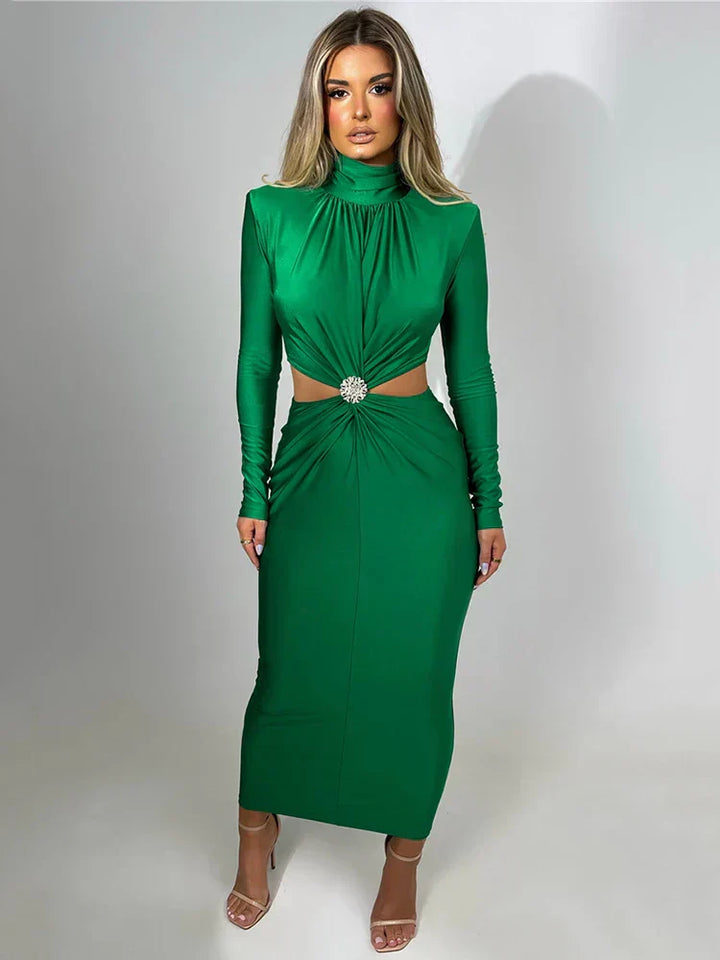Georgia | Wedding Guest Cut Out High Neck Midi Dress