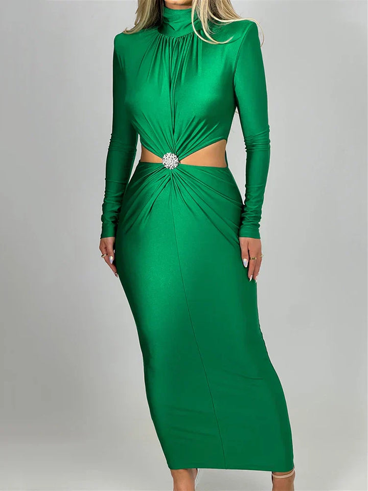 Georgia | Wedding Guest Cut Out High Neck Midi Dress