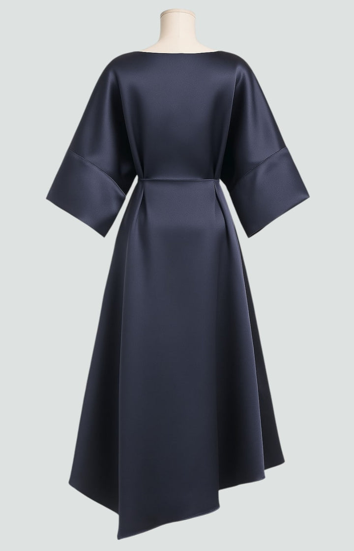Sylvia | Wedding Guest Draped Satin Midi Dress
