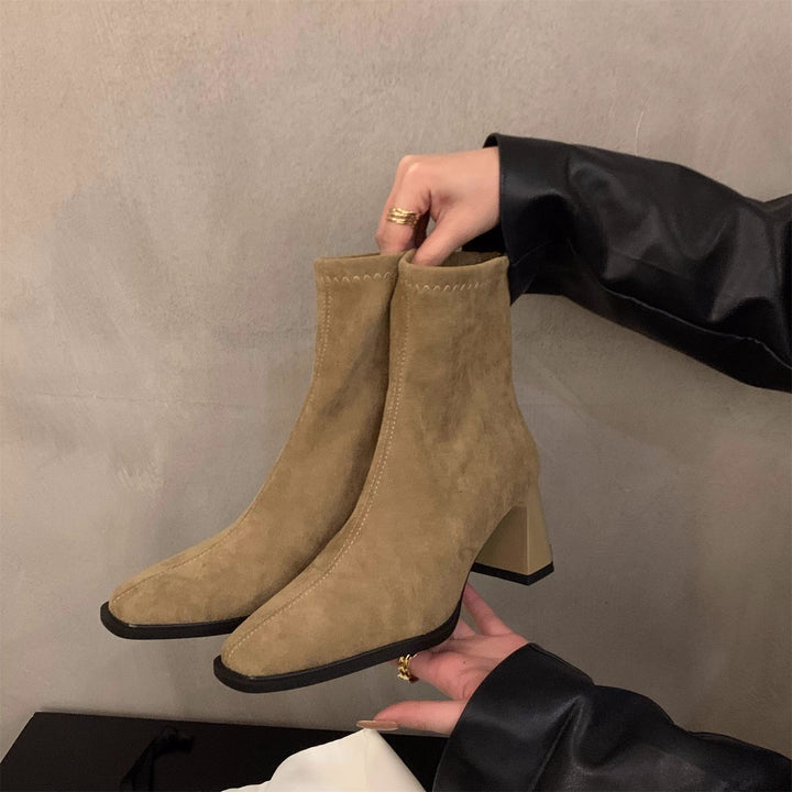 Leila | Suede Block Heel Ankle Boots