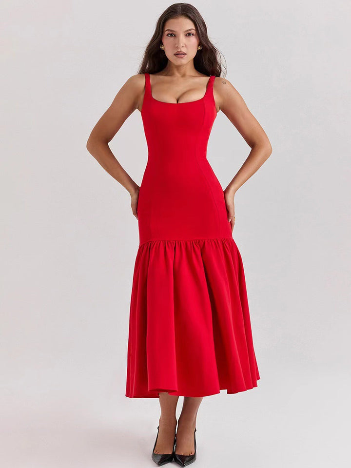 Ariella | Wedding Guest Square Neck Midi Dress