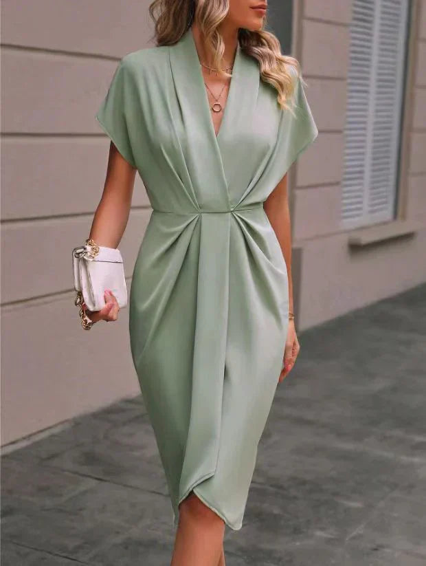 Sophia | Draped V-Neck Occasion Midi Dress