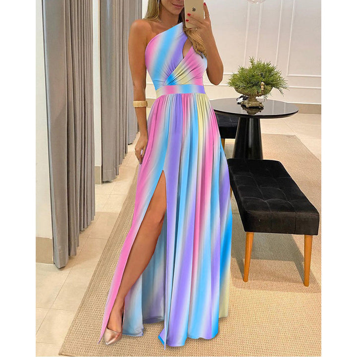 Adriana | Wedding Guest One Shoulder High Split Maxi Dress