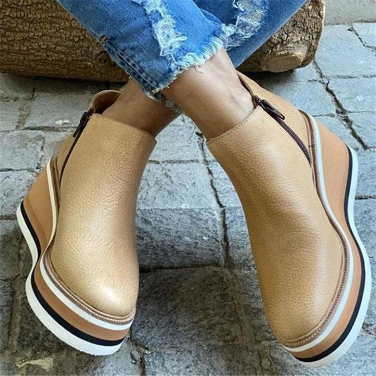 Fiona | Platform Sole Slip-On Ankle Boots