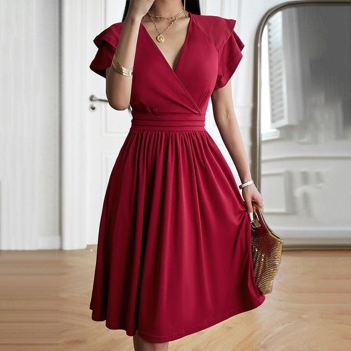 Elara | Wedding Guest Wrap V-Neck Midi Dress