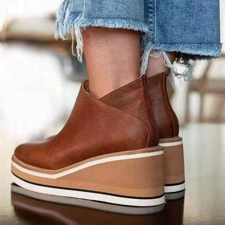 Fiona | Platform Sole Slip-On Ankle Boots