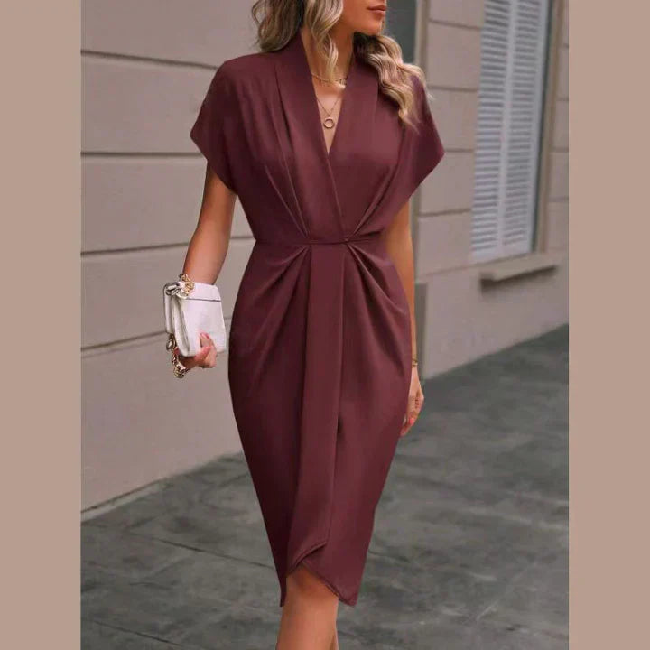 Sophia | Draped V-Neck Occasion Midi Dress