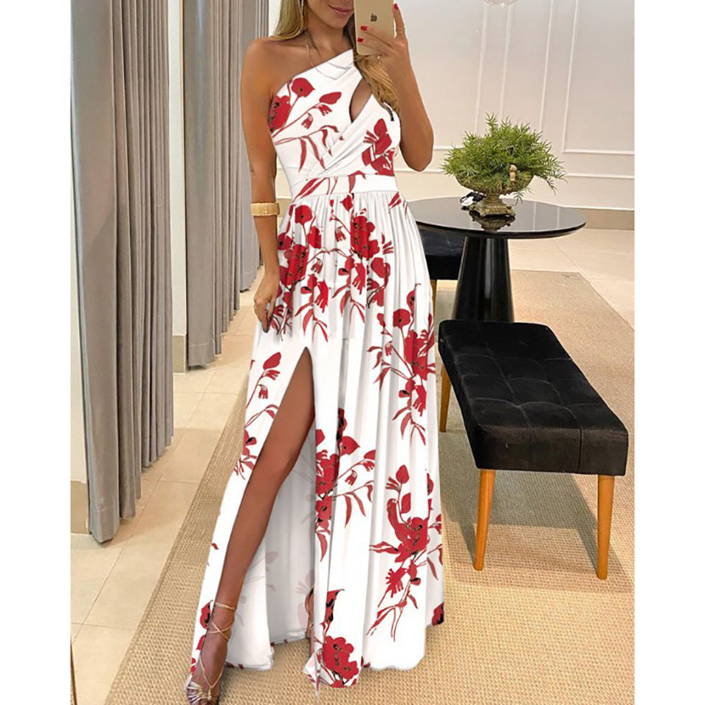 Adriana | Wedding Guest One Shoulder High Split Maxi Dress