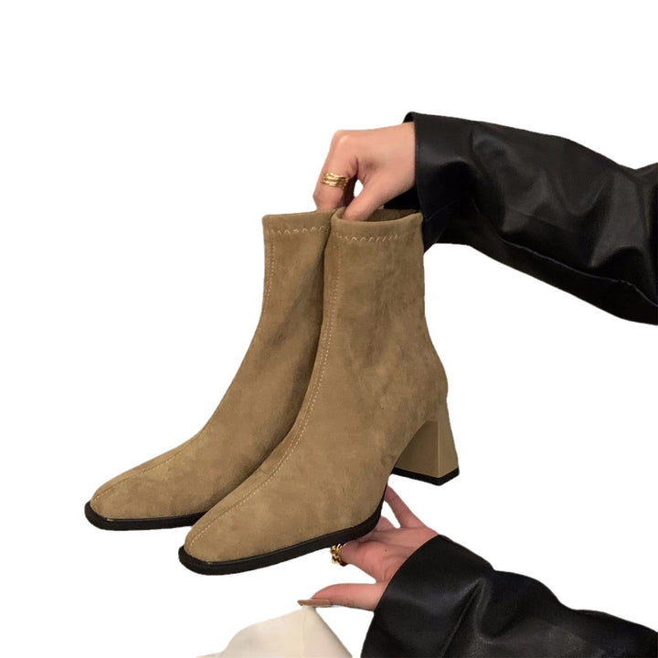 Leila | Suede Block Heel Ankle Boots