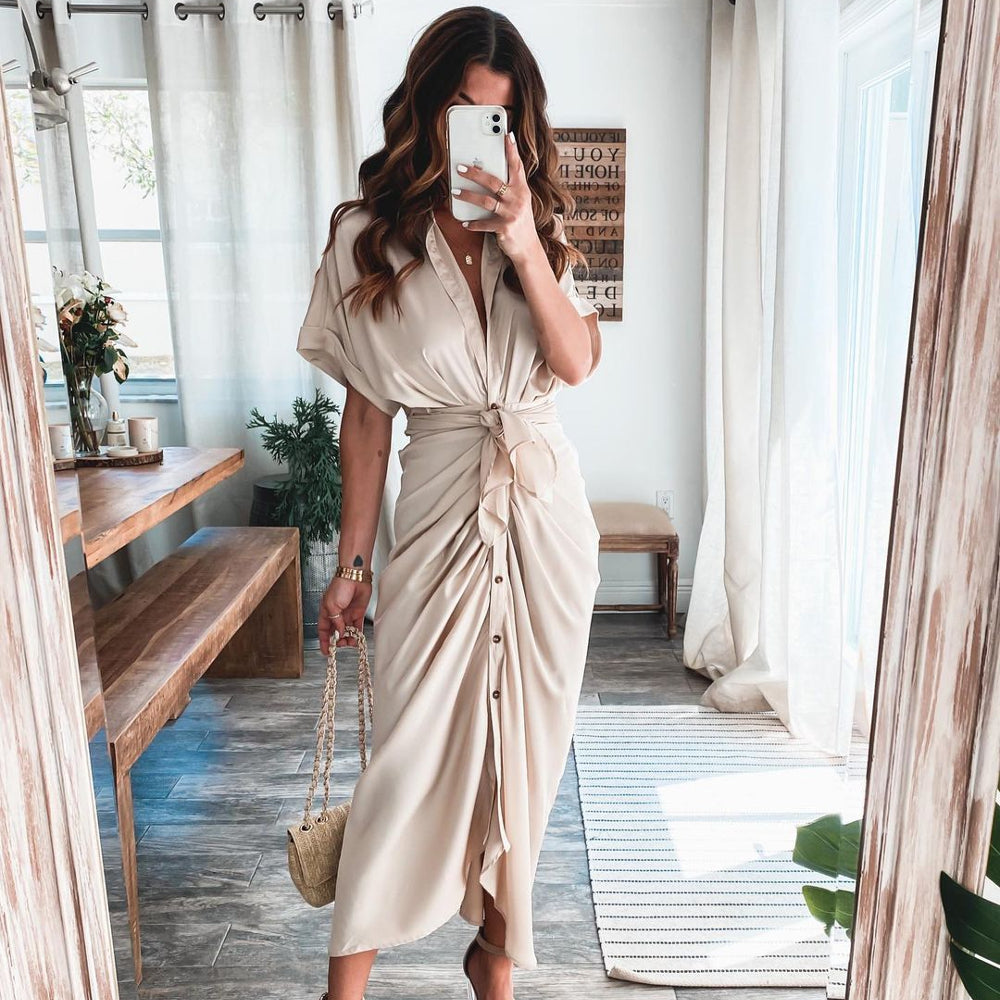 Freya | Wedding Guest Short Sleeve Shirt Dress