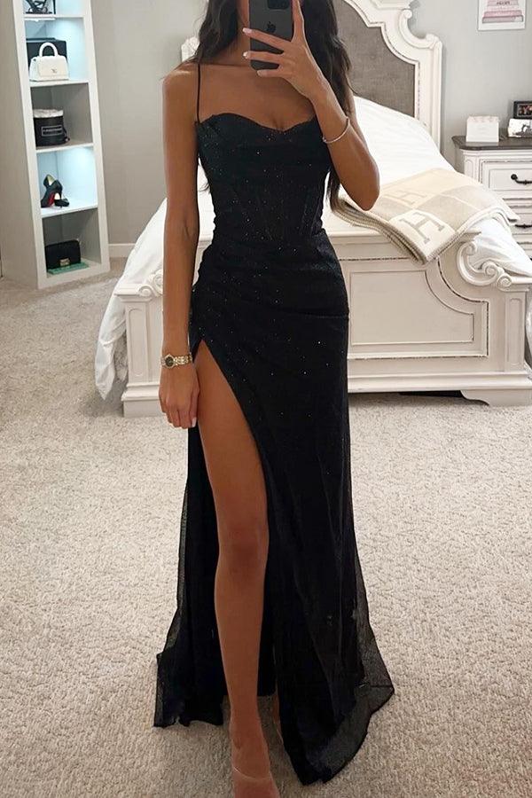 Victoria | Sparkle Side Split Evening Maxi Dress