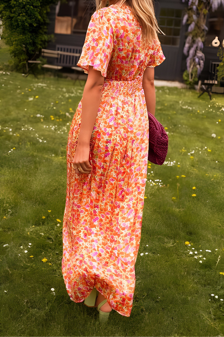 Elara | Wedding Guest Floral V-Neck Maxi Dress