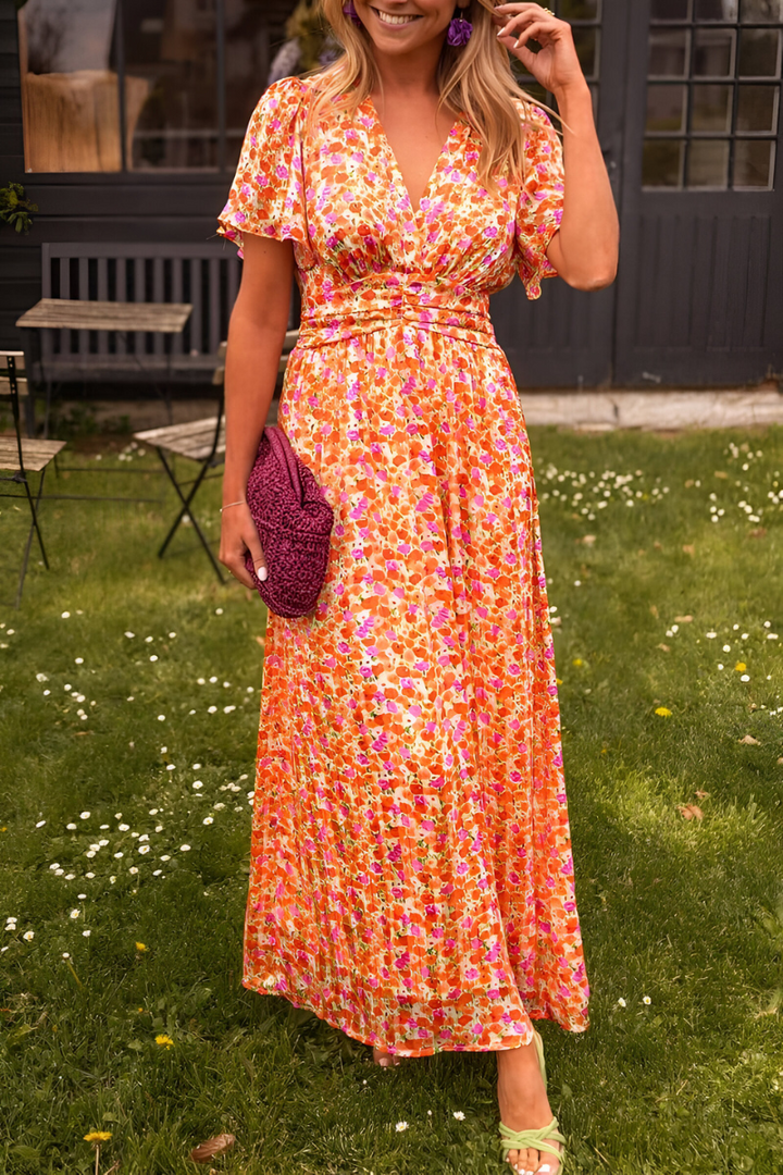 Elara | Wedding Guest Floral V-Neck Maxi Dress