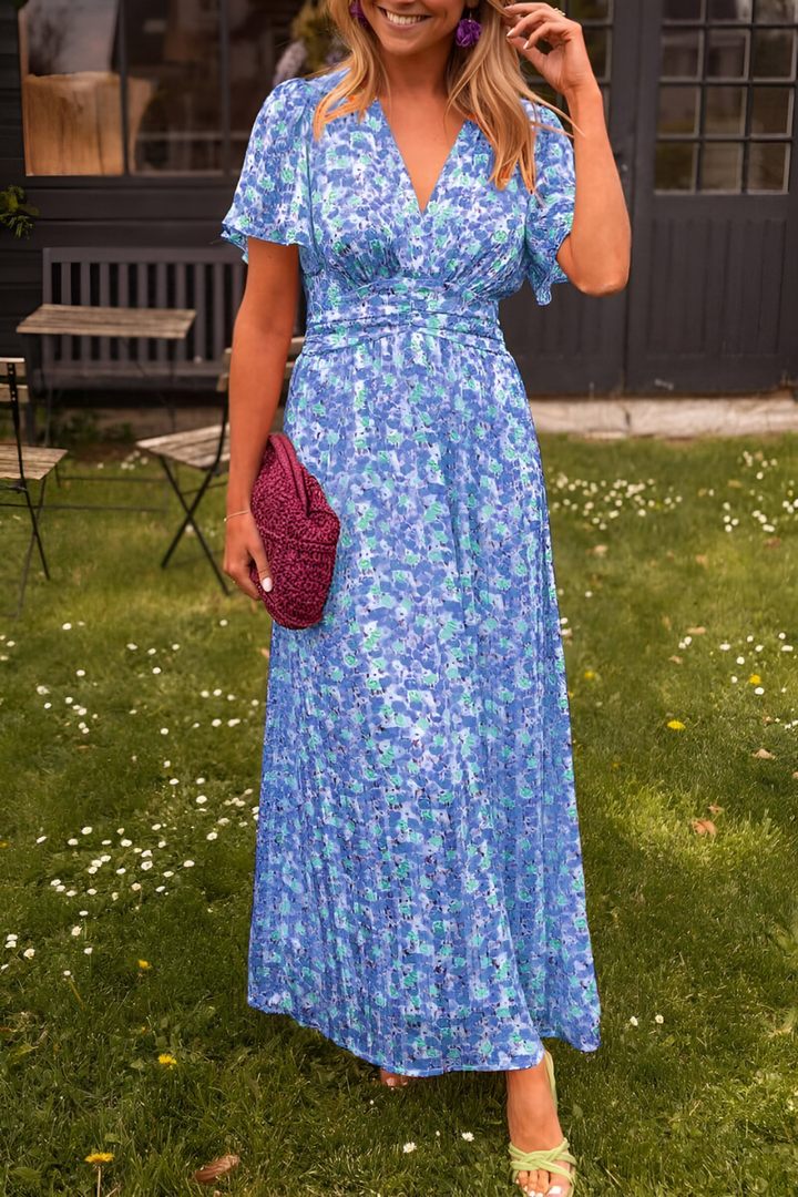 Elara | Wedding Guest Floral V-Neck Maxi Dress