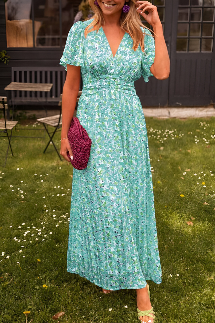 Elara | Wedding Guest Floral V-Neck Maxi Dress