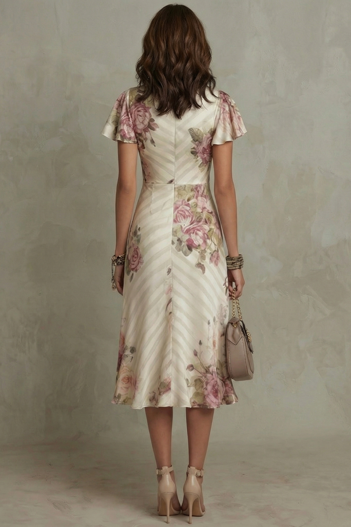 Charlotte | Wedding Guest Floral Flutter Sleeve Midi Dress