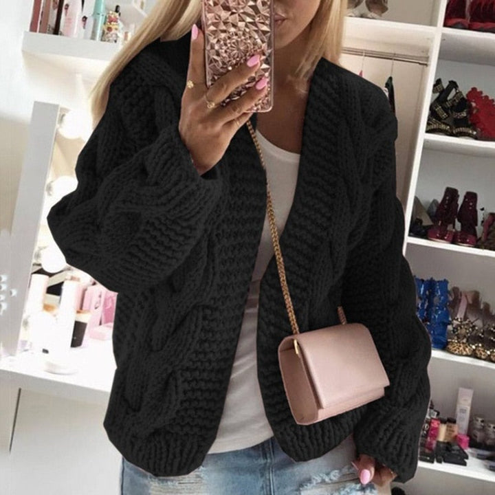 Olivia | Chunky Cable Knit Open Front Cardigan