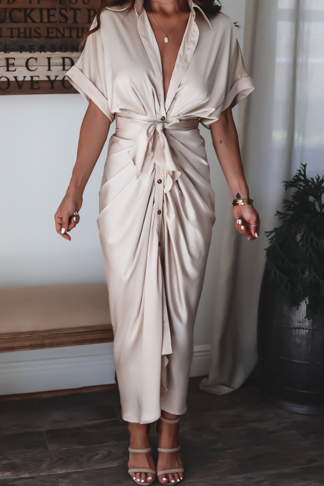 Freya | Wedding Guest Short Sleeve Shirt Dress
