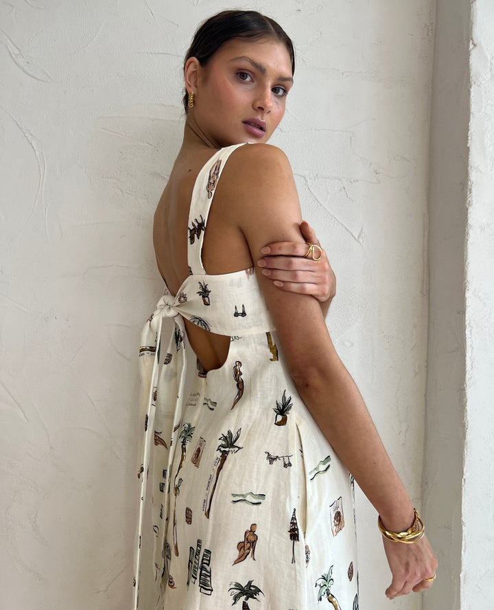 Callista | Vacation Print Square Neck Maxi Dress