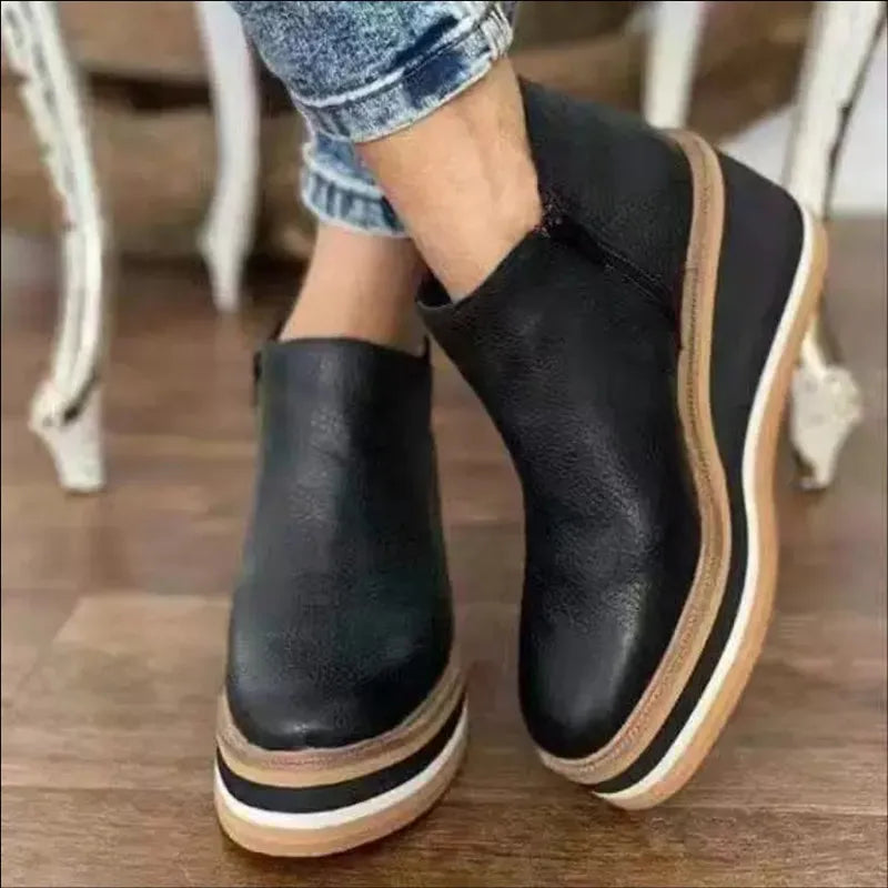 Serena | Side Zip Platform Wedge Ankle Boots